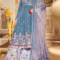 Mesuri Net Ice Blue Stitched Suit - Almirah