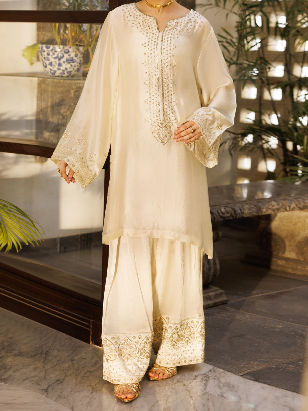 Sheesha Silk Off White Stitched Suit - Almirah