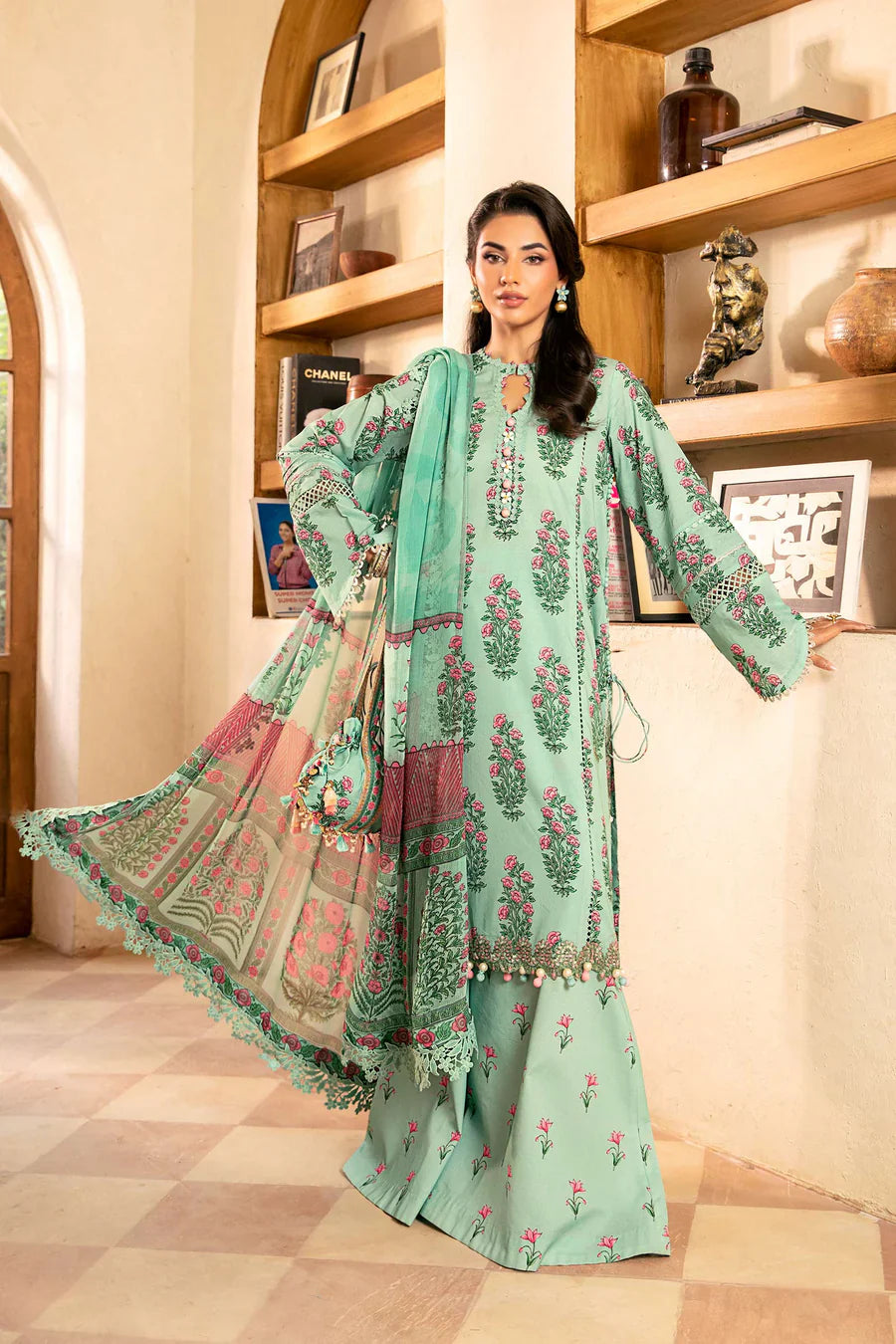 Lawn Green Stitched Suit - Maria B Eid Basic