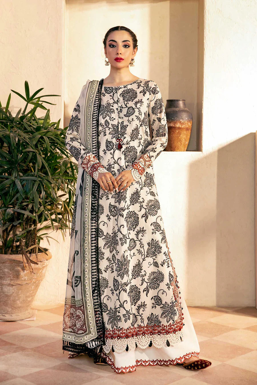 Lawn Dark Grey Stitched Suit - Maria B Eid Basic
