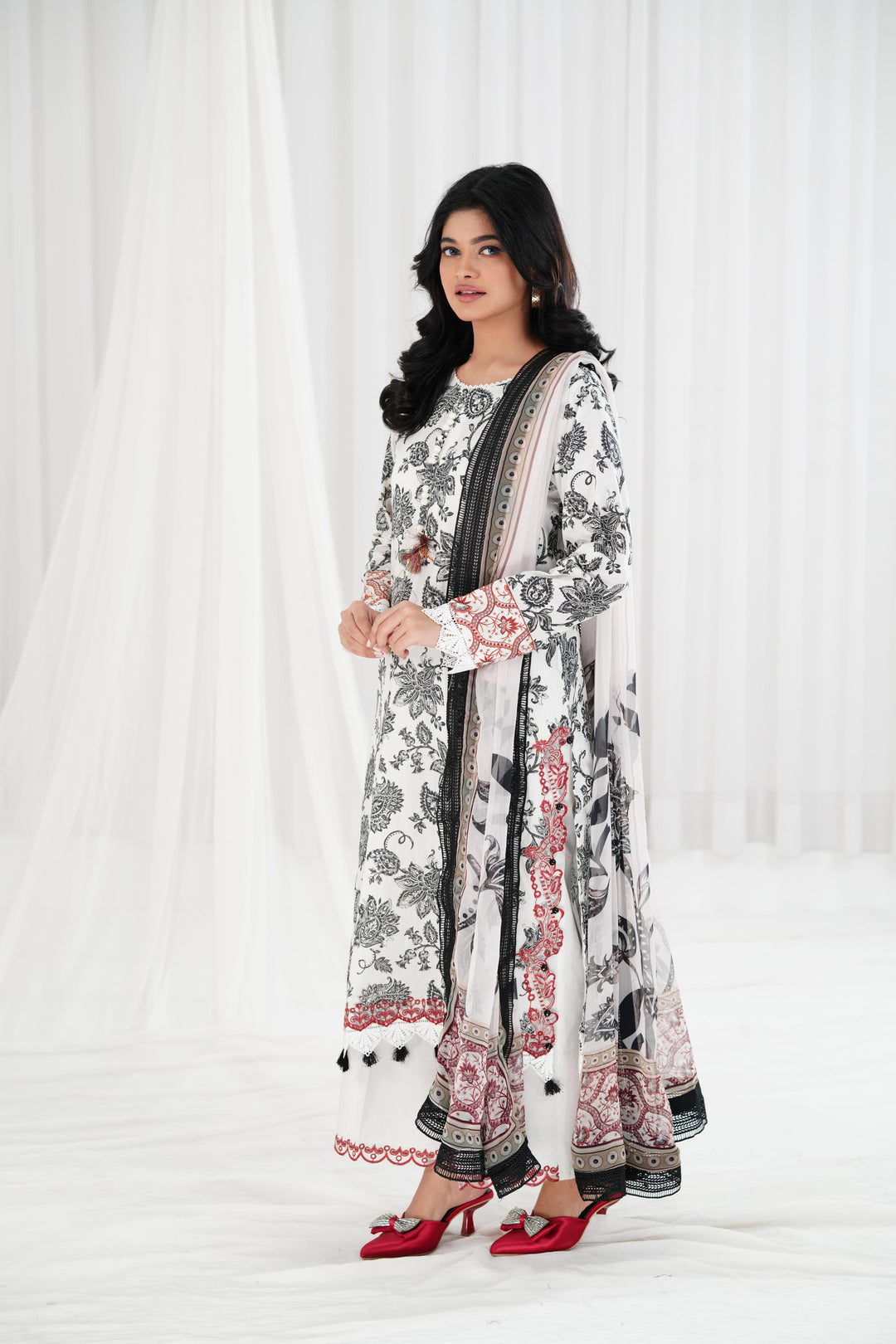Lawn Dark Grey Stitched Suit - Maria B Eid Basic