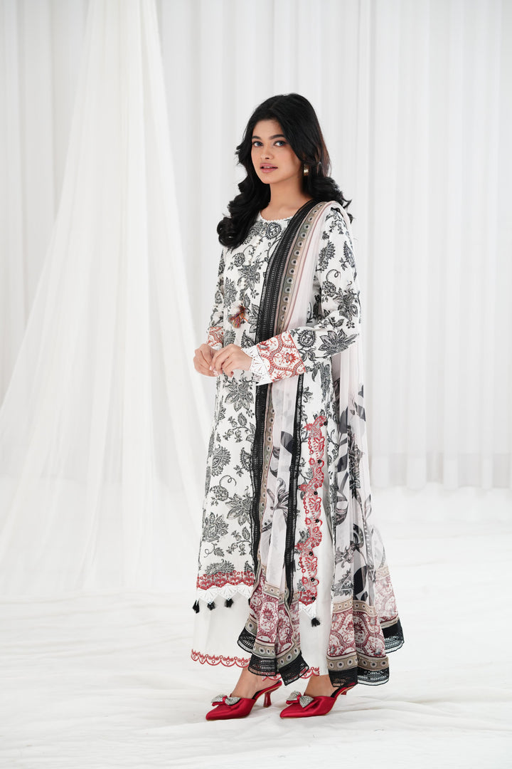 Lawn Dark Grey Stitched Suit - Maria B Eid Basic