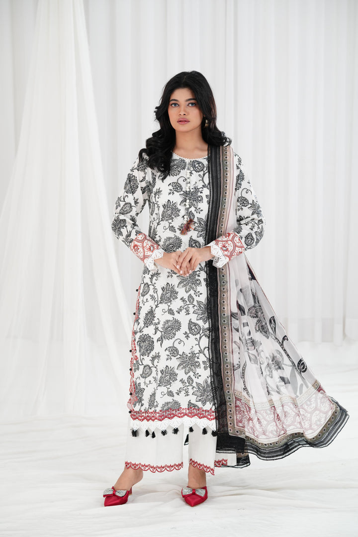 Lawn Dark Grey Stitched Suit - Maria B Eid Basic