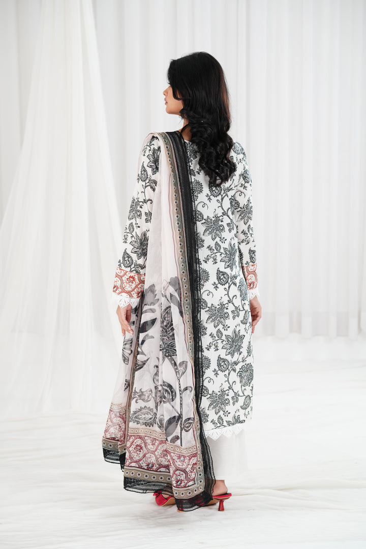 Lawn Dark Grey Stitched Suit - Maria B Eid Basic