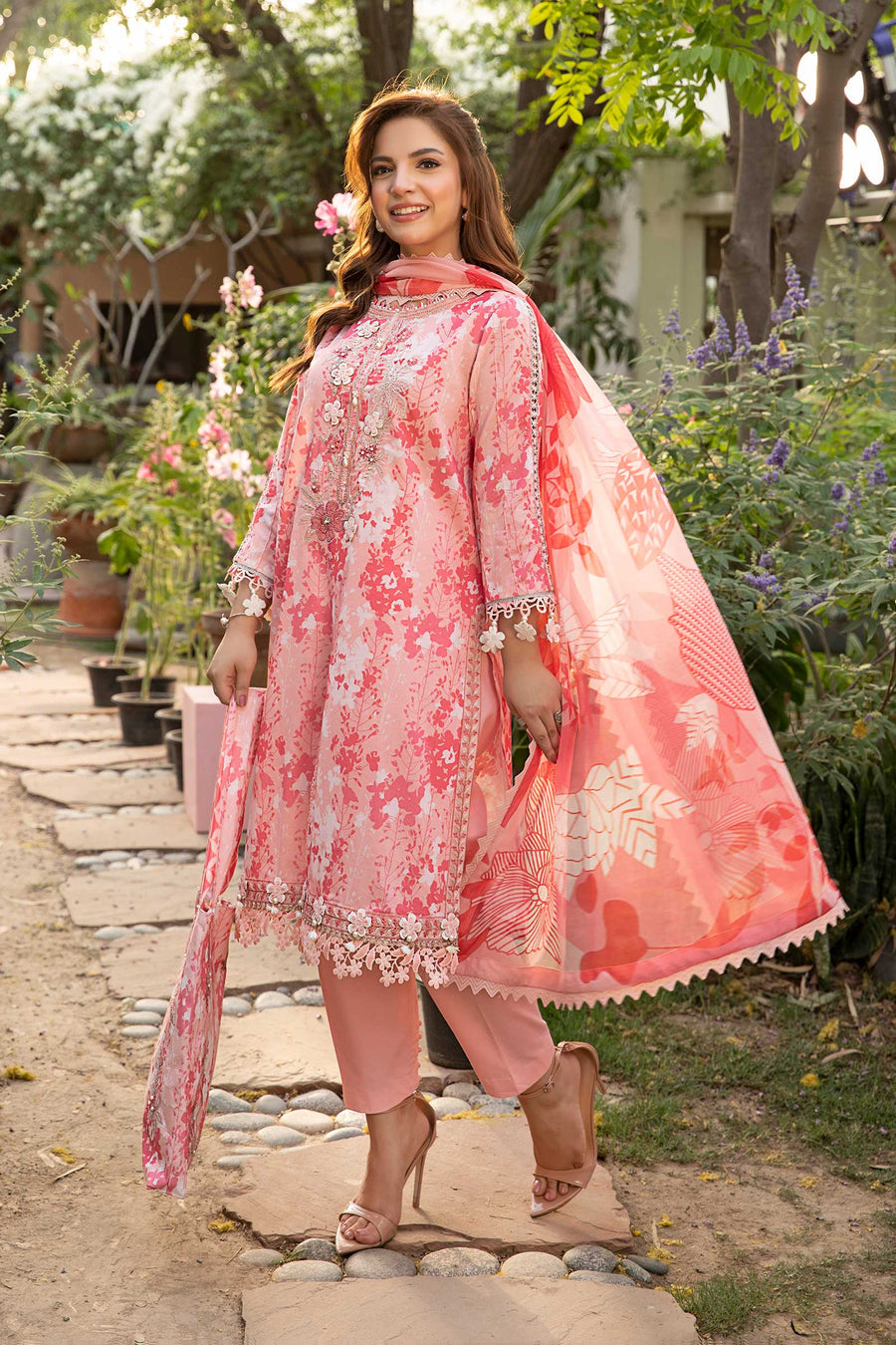 Lawn Pink Stitched Suit - Maria B Eid Basic