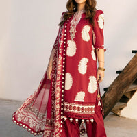 Lawn Maroon Stitched Suit - Maria B Eid Basic