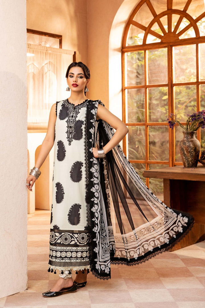 Lawn Off White Stitched Suit - Maria B Eid Basic