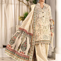 Printed Lawn Cream Stitched Suit - Maria B M Basics Elaheh Stitched
