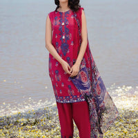 Lawn Maroon Stitched Suit - Maria B M Basics