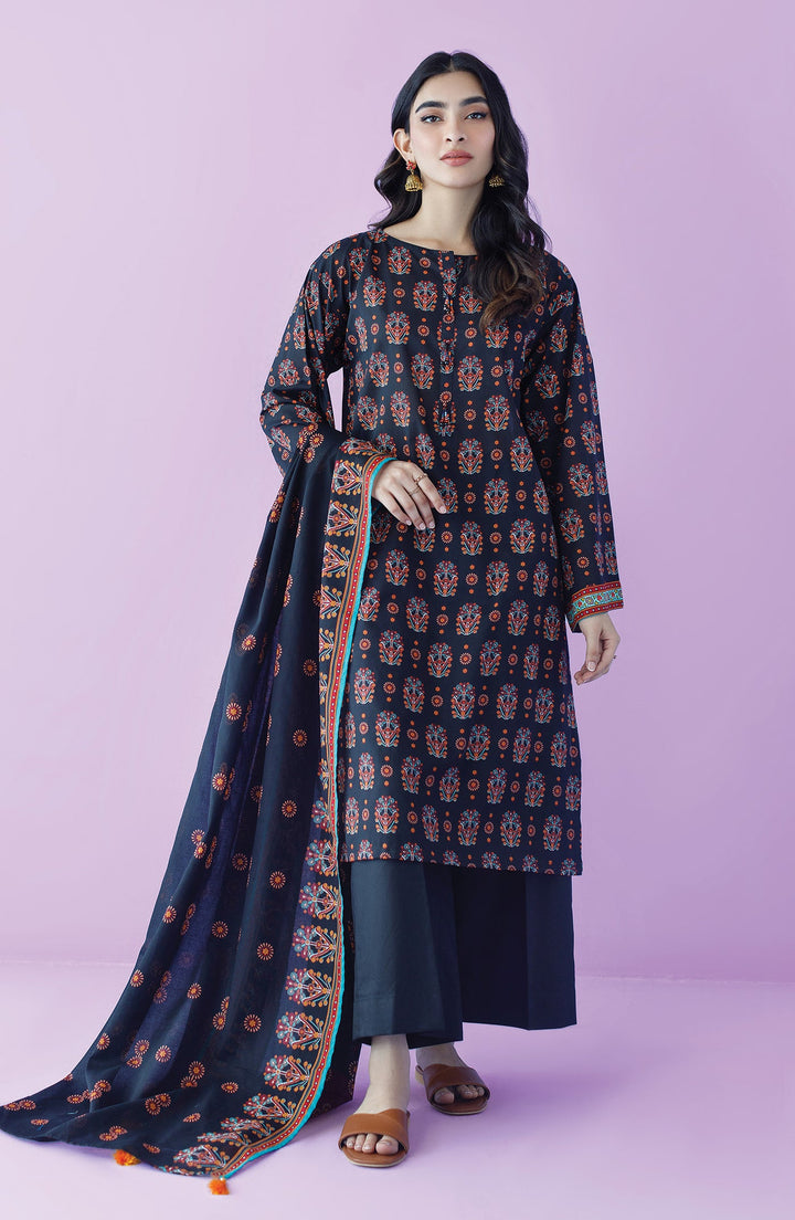 Lawn Navy Blue Unstitched Suit - Orient