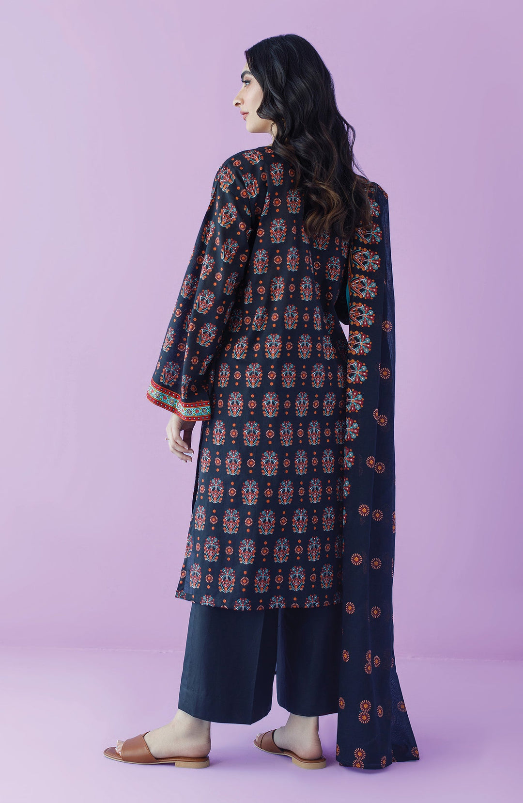 Lawn Navy Blue Unstitched Suit - Orient