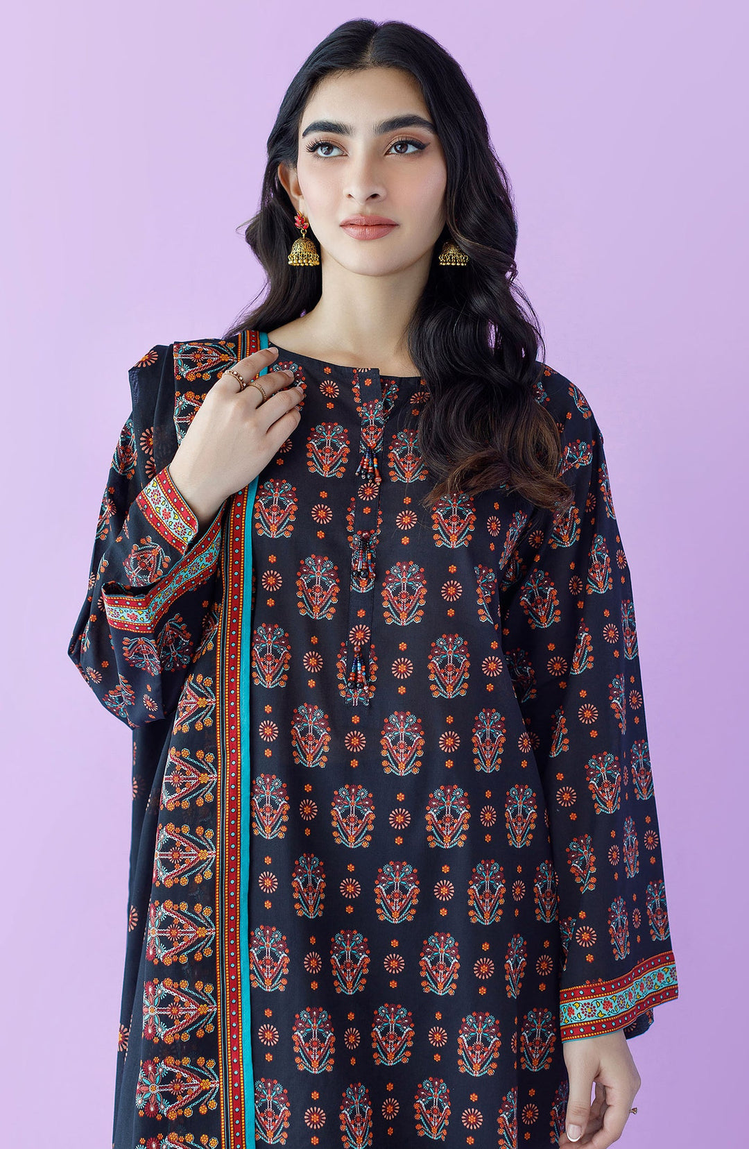 Lawn Navy Blue Unstitched Suit - Orient