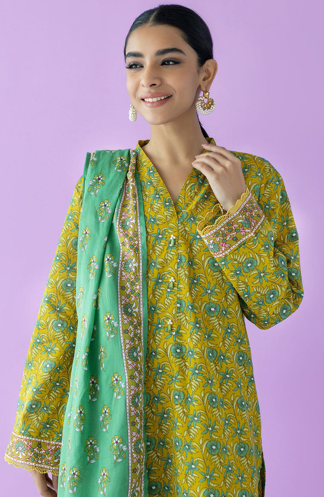 Lawn Mehndi Unstitched Suit - Orient