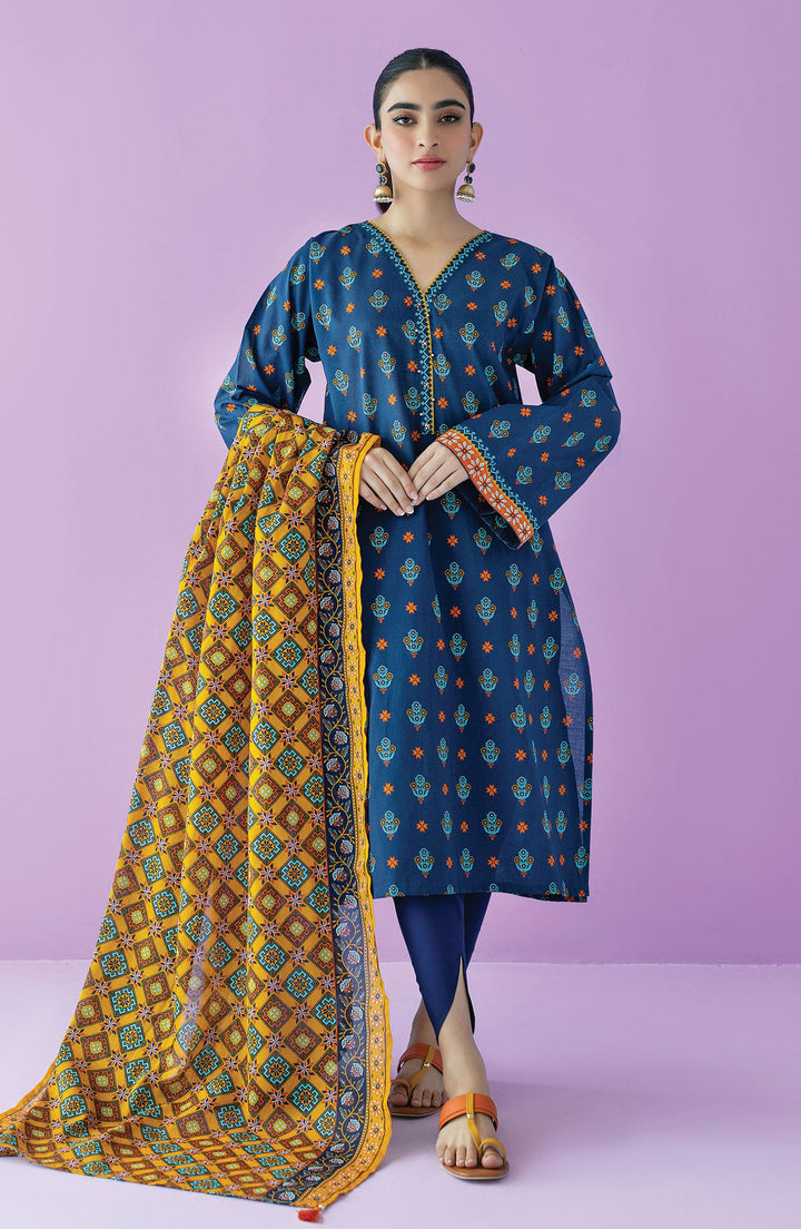 Lawn Blue Unstitched Suit - Orient