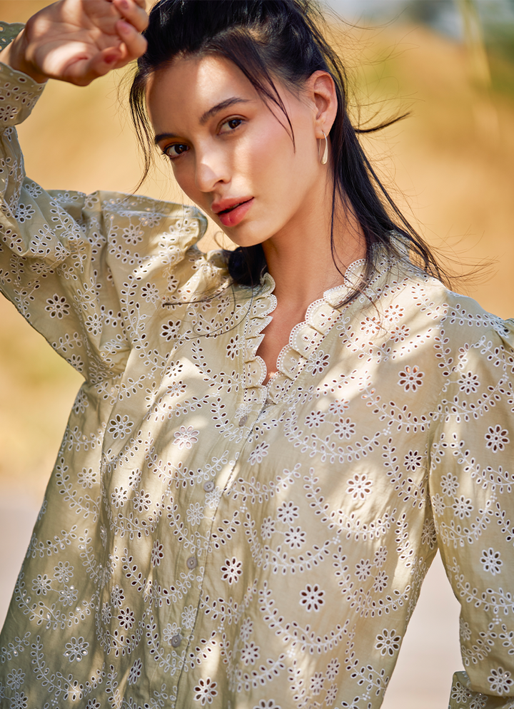 Pure Cotton Beige Kurti - Image