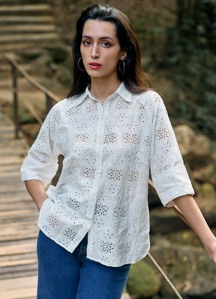 Pure Cotton White Kurti - Image