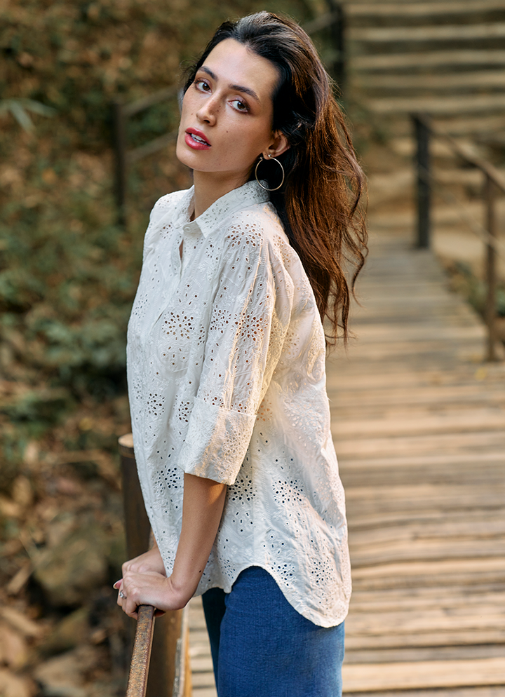 Pure Cotton White Kurti - Image