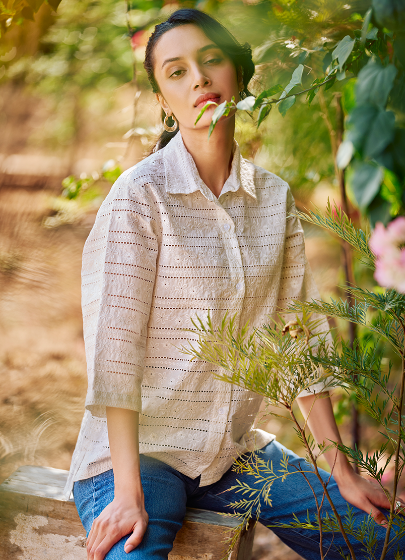 Pure Cotton White Kurti - Image