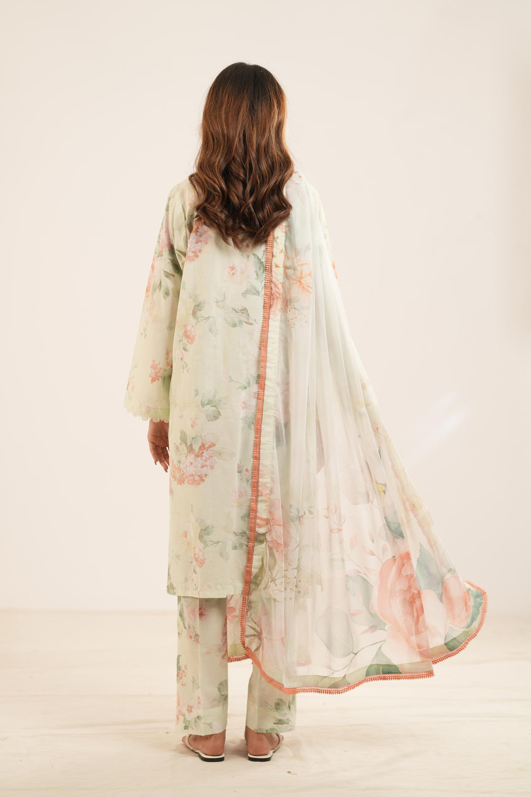 Mint Veil - Farasha Printed Essentials Stitched