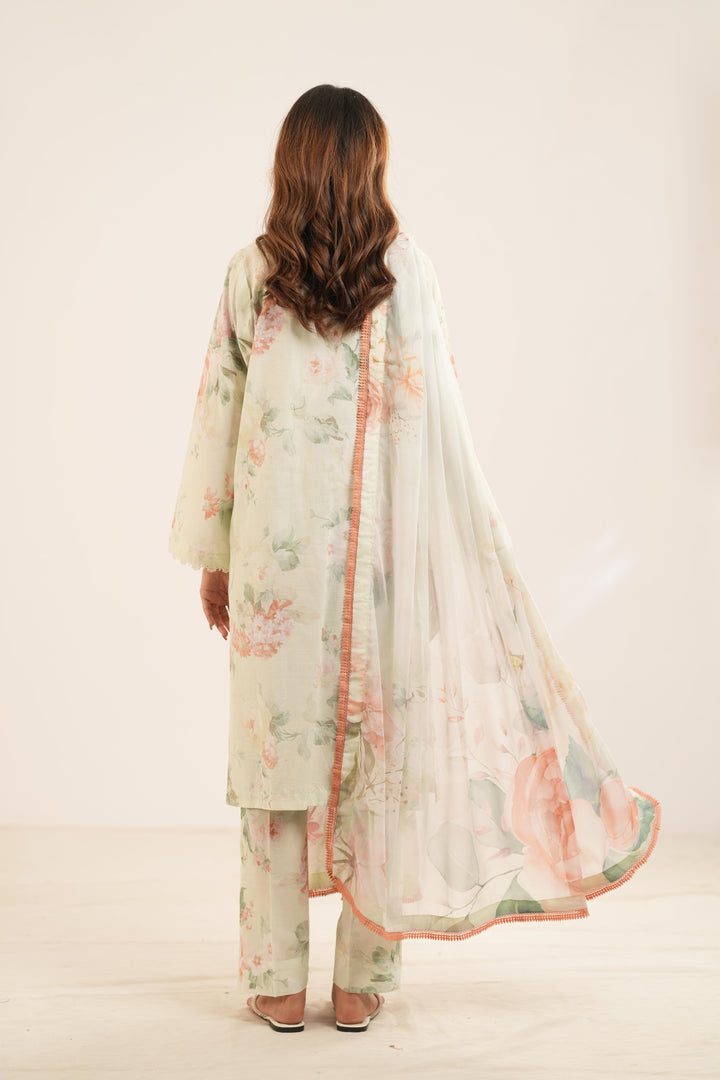 Mint Veil - Farasha Printed Essentials Stitched