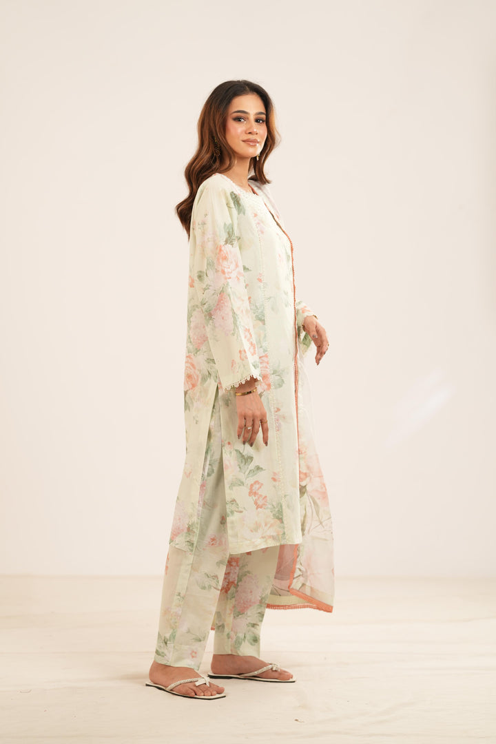 Mint Veil - Farasha Printed Essentials Stitched