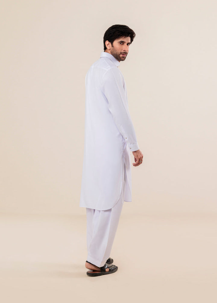 Blended White Kameez Shalwar - Bonanza