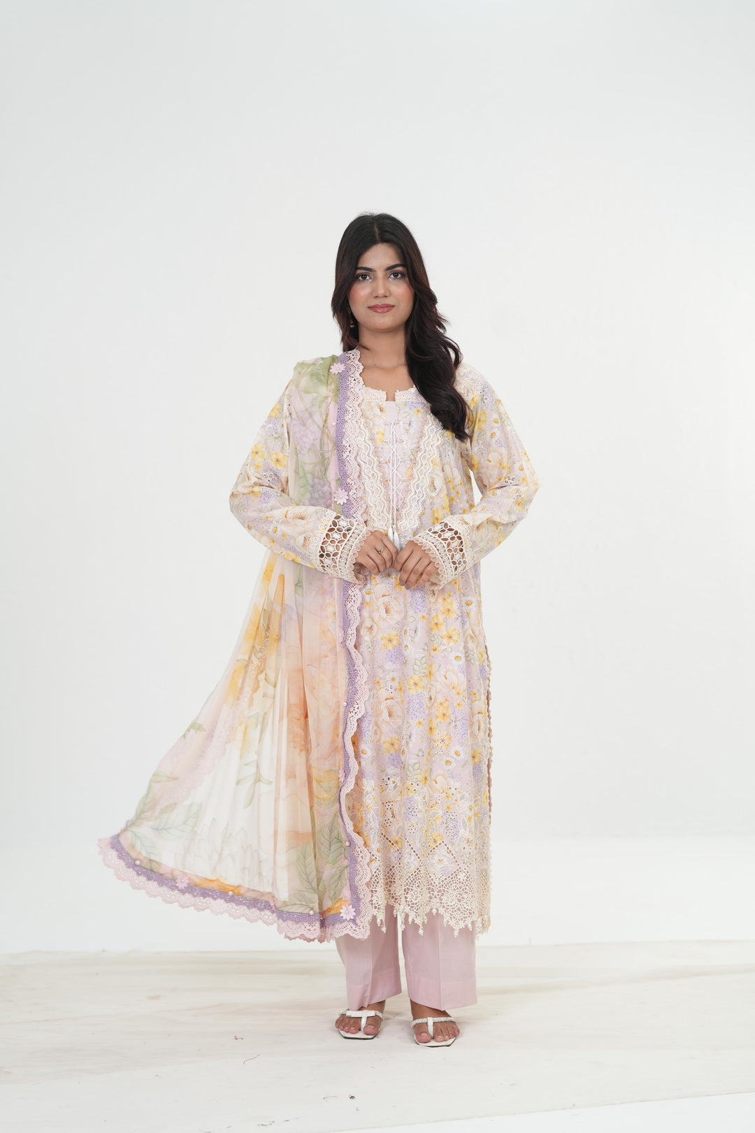 Embroidered Lawn Stitched Suit - Maria B M Print '26
