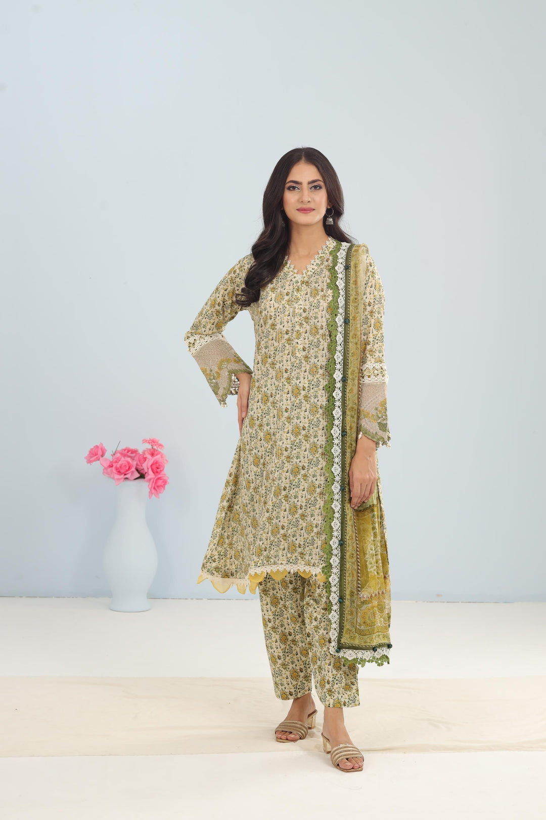Lawn Green Stitched Suit - Maria B