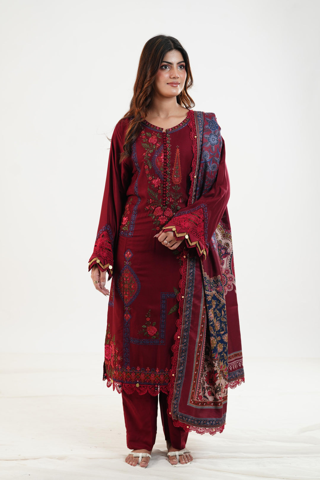 Design 7A - Maria B M Print Festive Stitched