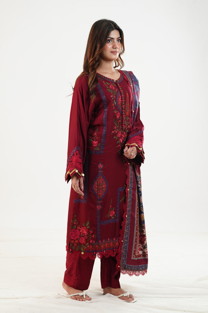 Design 7A - Maria B M Print Festive Stitched