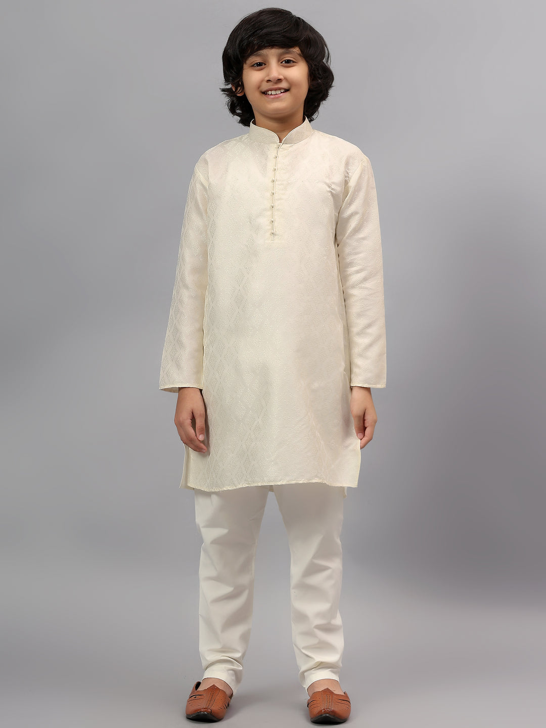 Blended Cream Kurta Trouser - Jiah