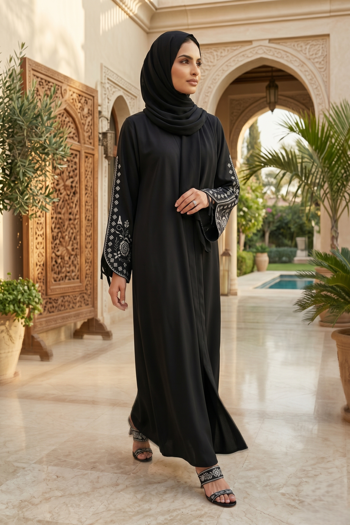 Noir Blossom Abaya