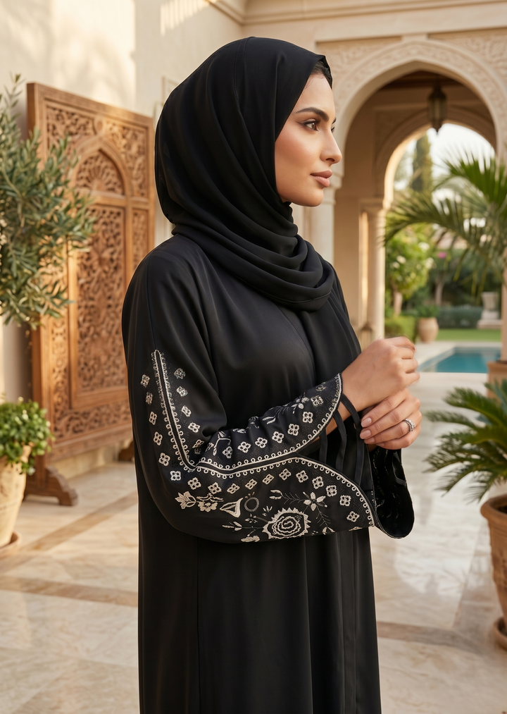 Noir Blossom Abaya