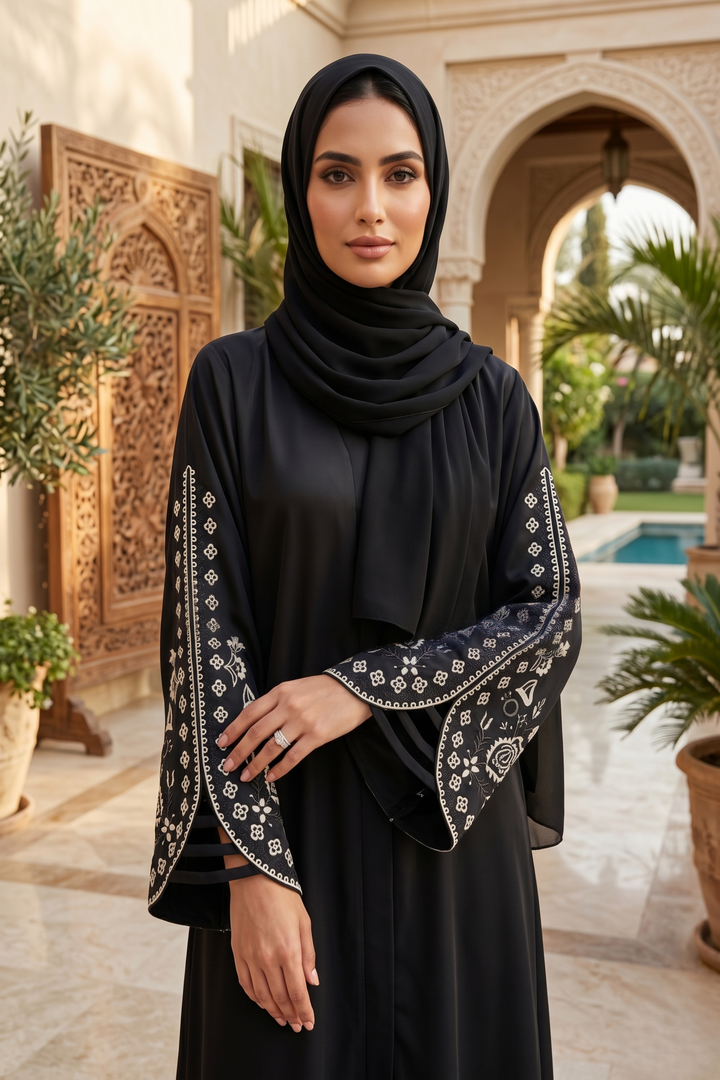 Noir Blossom Abaya