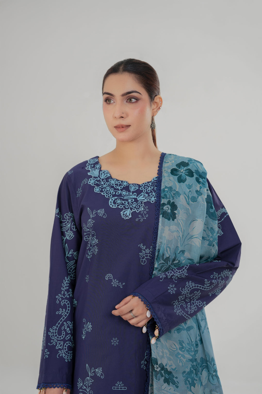 Ocean Drop - Cross Stitch Embroidered Lawn Stitched