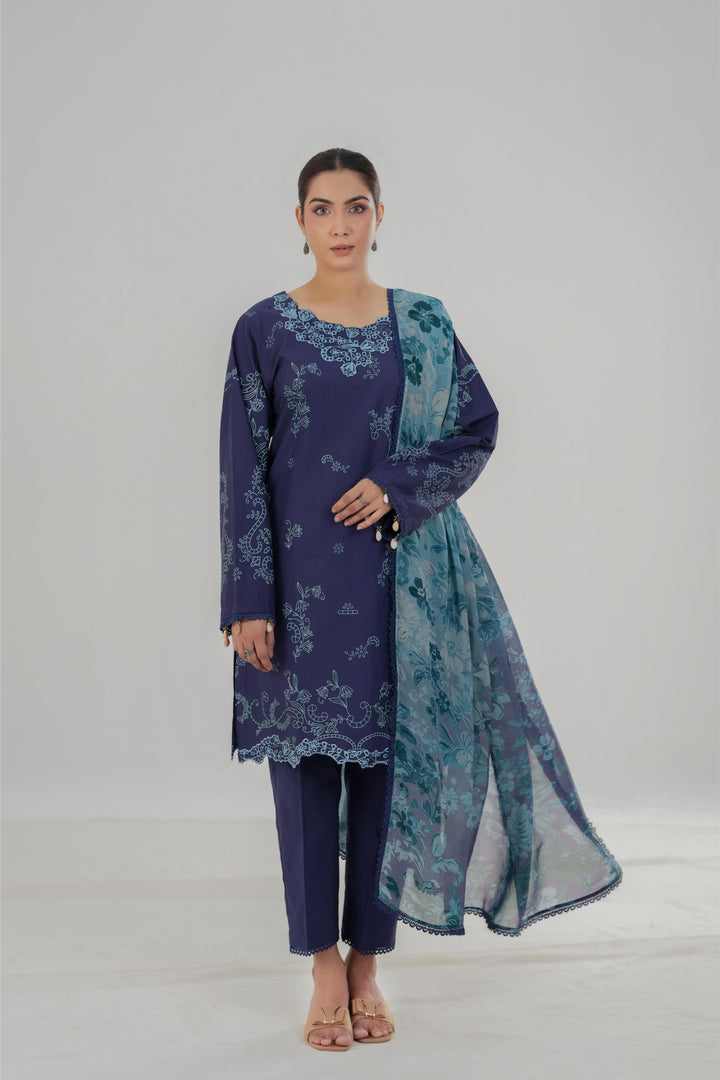 Ocean Drop - Cross Stitch Embroidered Lawn Stitched