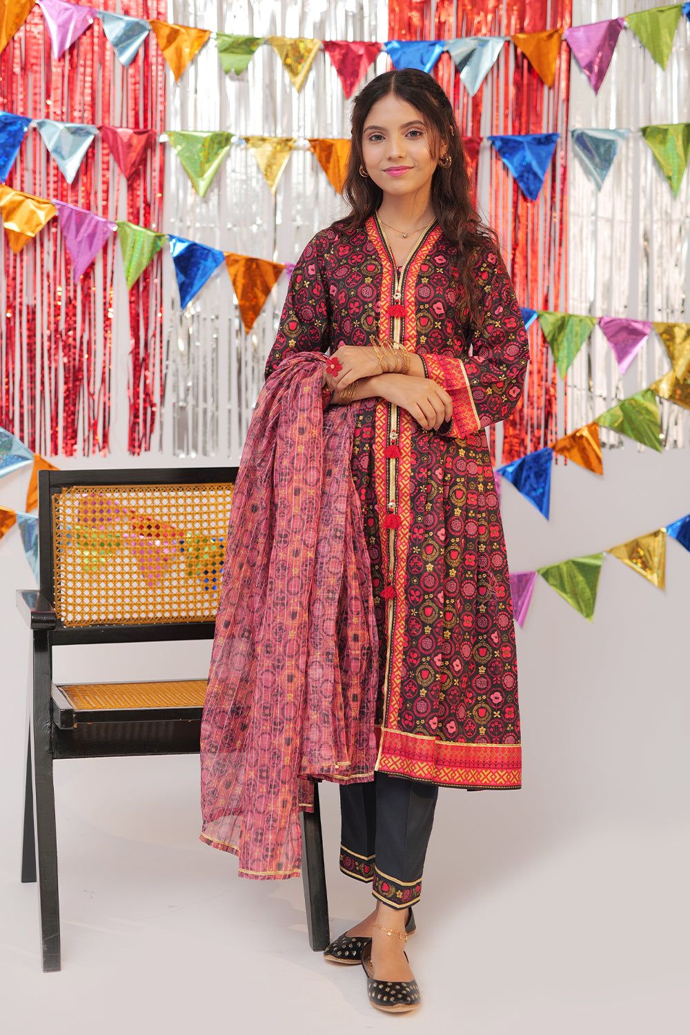 Cotton Gold Print Lawn Multi 3 Piece Stitched Suit - Senorita
