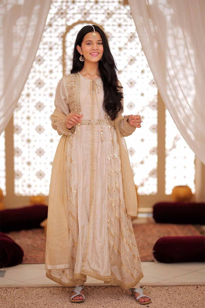 Fancy Fabric Crinkle Multic Zari Fawn Stitched Suit - Senorita