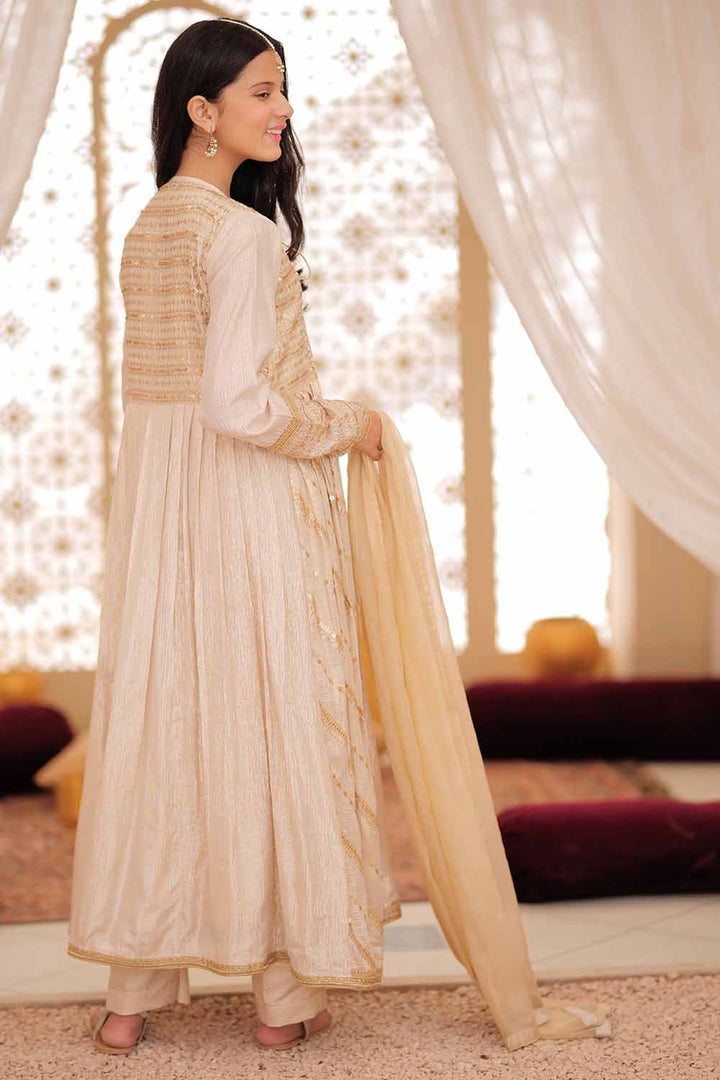 Fancy Fabric Crinkle Multic Zari Fawn Stitched Suit - Senorita