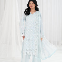 Pastel Breeze - Cross Stitch Chikankari Stitched