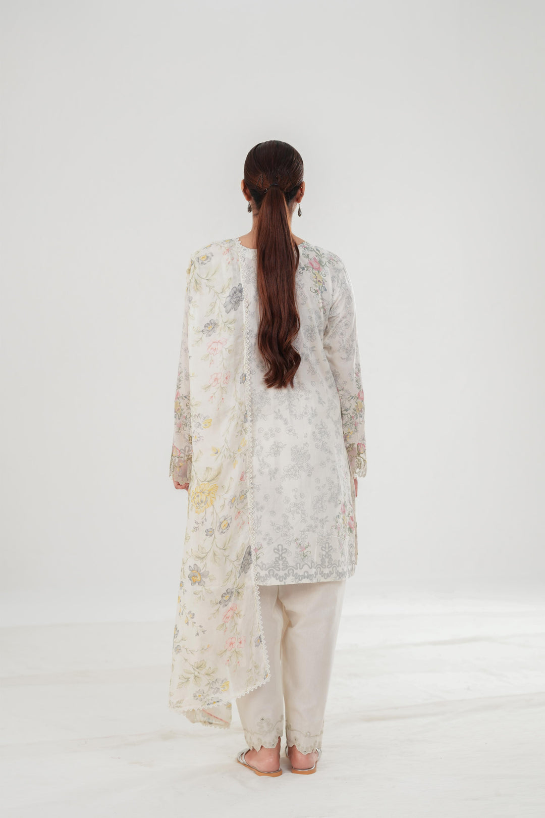 Petal Form - Cross Stitch Embroidered Lawn Stitched