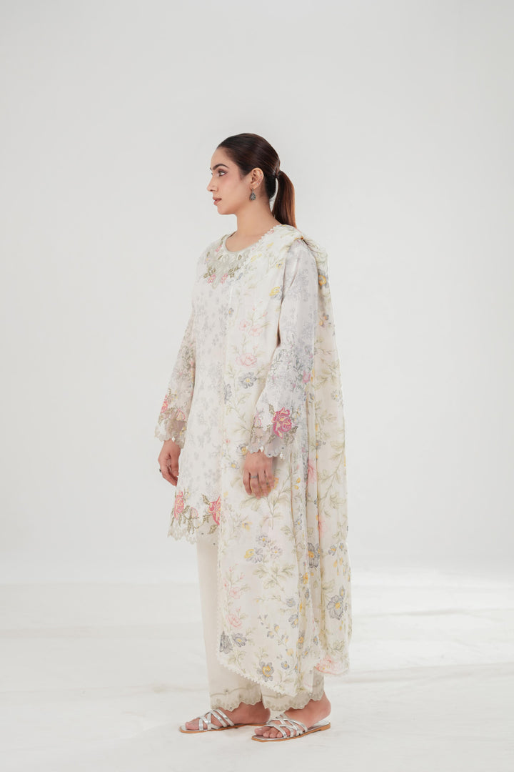 Petal Form - Cross Stitch Embroidered Lawn Stitched