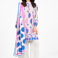 Printed Karandi Off White Unstitched Suit - Alkaram