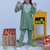 Acrylic Gold & Green Stitched Suit - Senorita
