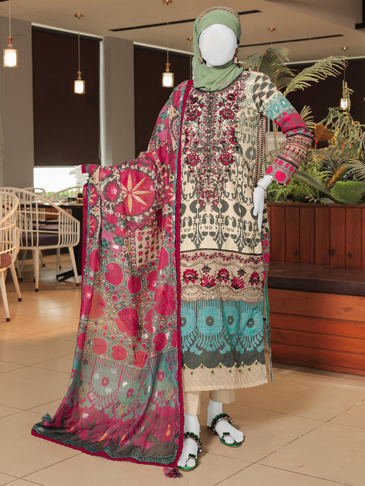 Twisted Fabric Green Stitched Suit - J. Junaid Jamshed