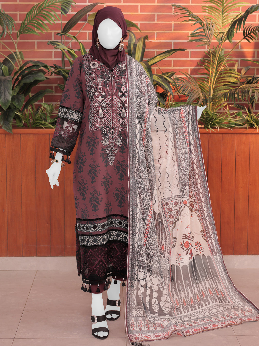 Twisted Fabric Red Stitched Suit - J. Junaid Jamshed