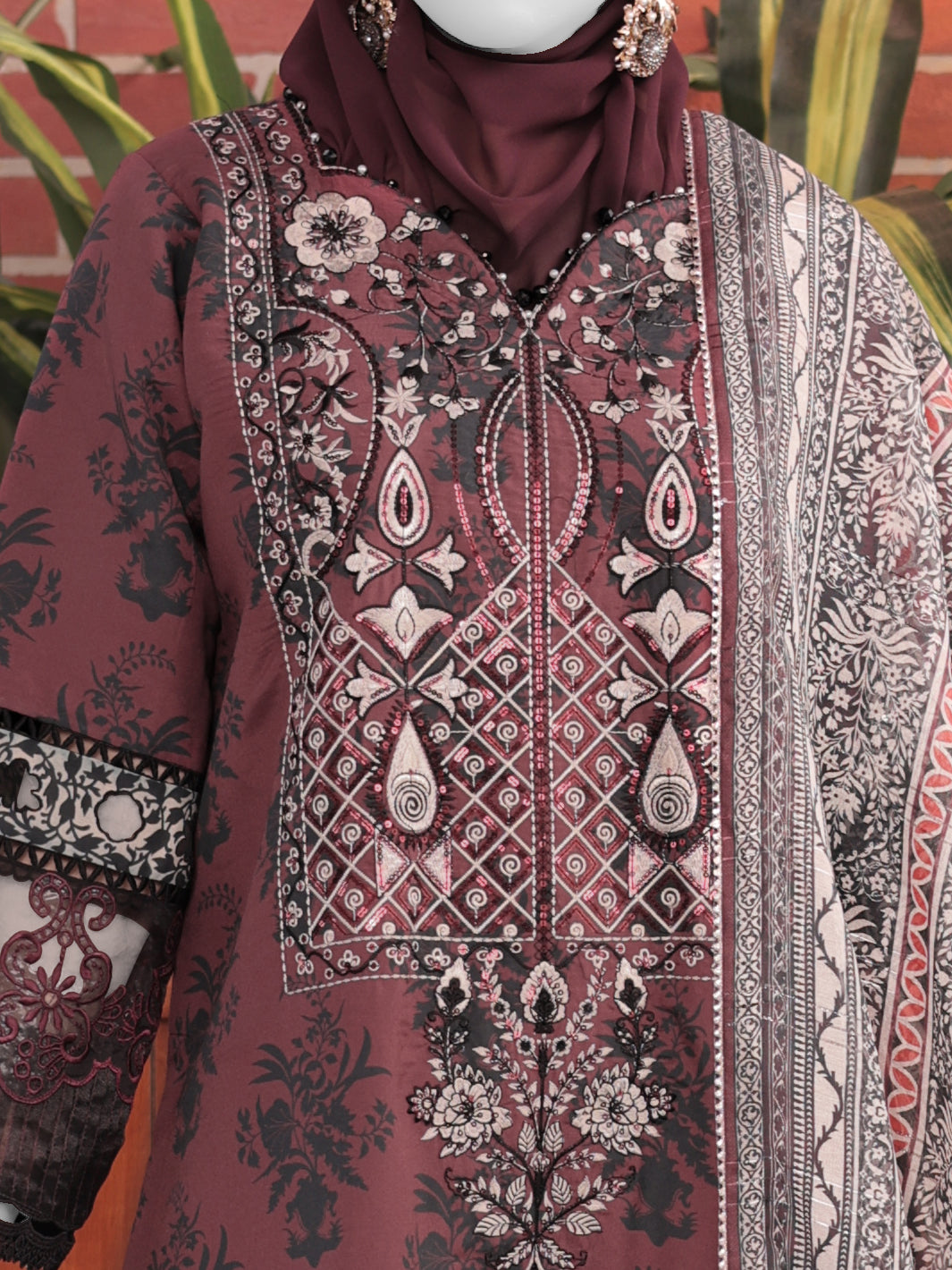 Twisted Fabric Red Stitched Suit - J. Junaid Jamshed