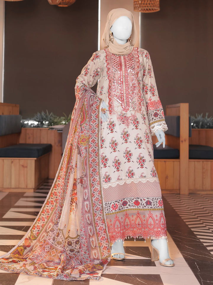 Twisted Fabric White Stitched Suit - J. Junaid Jamshed