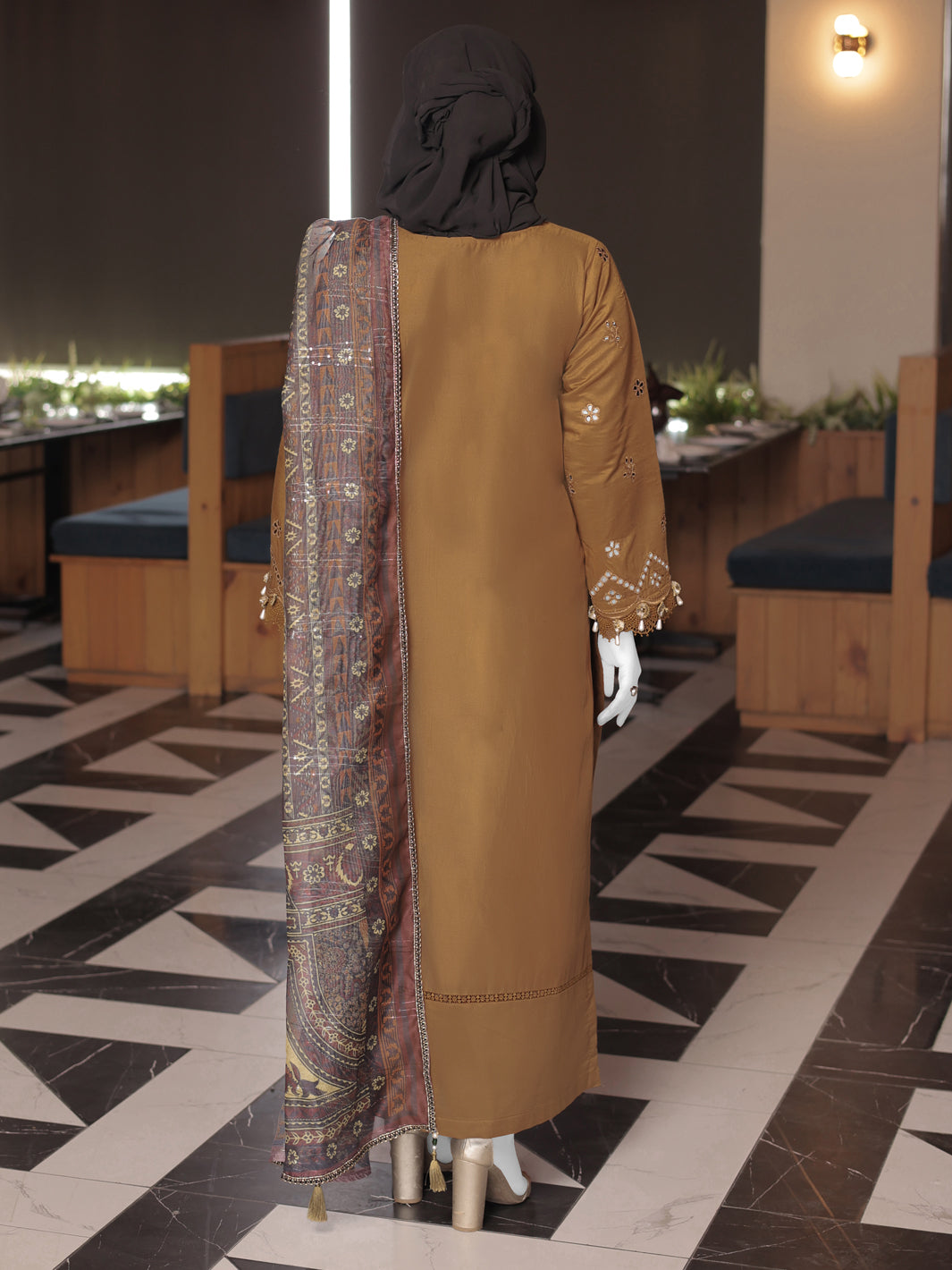 Twisted Fabric Brown Stitched Suit - J. Junaid Jamshed