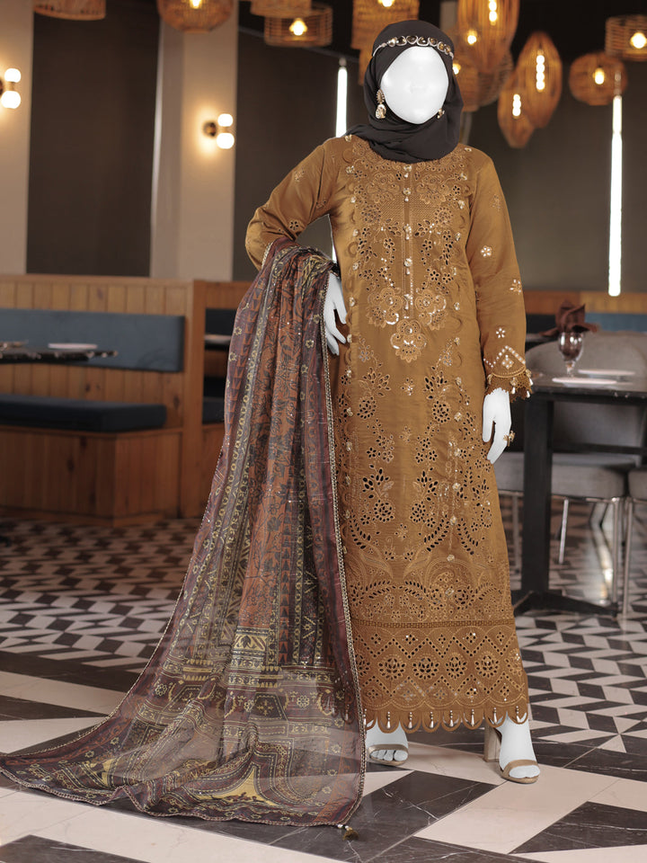 Twisted Fabric Brown Stitched Suit - J. Junaid Jamshed